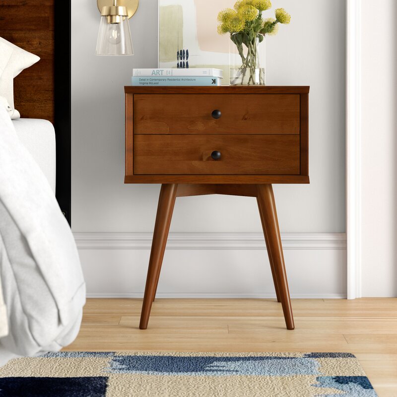 Foundstone Grady MidCentury 2 Drawer Nightstand & Reviews Wayfair